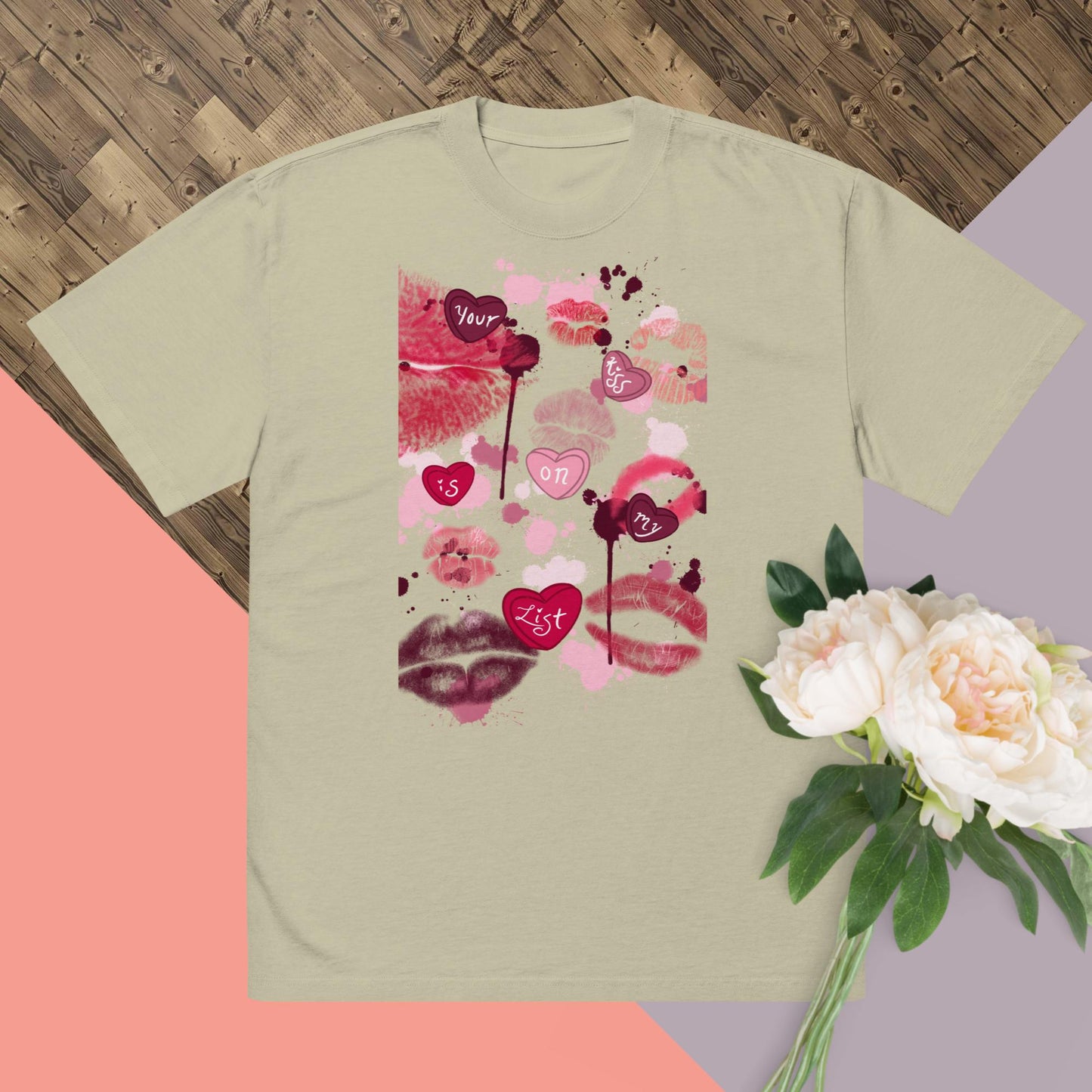 Your Kiss is on My List Oversized faded t-shirt